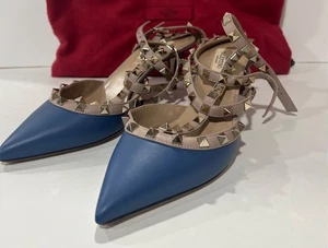 Valentino Garavani Rockstud Caged 70 MM - Blue - Size 38 1/2 - Imagen 1 de 15