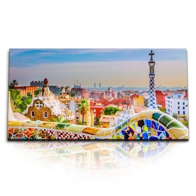 120x80cm Kunstdruck Bilder Barcelona Spanien Hundertwasser Farbenfroh Bunt - Bild 1 von 4