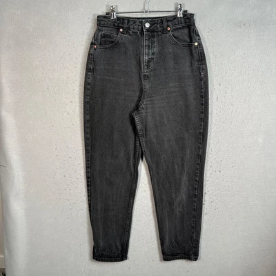 Pantalones de mezclilla de algodón lavados negros de cintura alta de diseño Asos 28 x 30 para mujer Foto 1 de 4