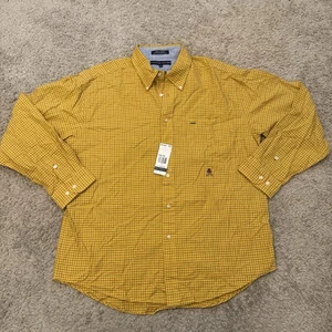 Tommy Hilfiger Button Down Shirt Mens XL Tattersall Plaid Long Sleeve Logo NWT - Picture 1 of 8