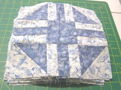 Blue & white Path & Stiles quilt blocks 9.5" Birds & Flowers cotton  #1315 - Image 1 of 4