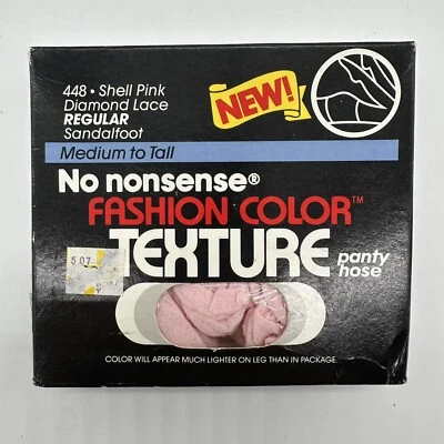 No Nonsense Medium to Tall Texture Pantyhose 1985 Sheer Shell Pink Diamond Lace - Image 1 of 4
