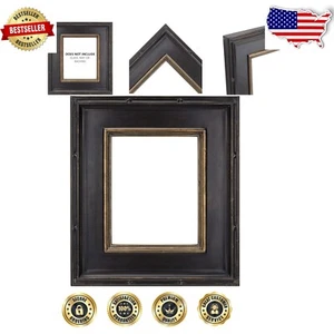 Museum-Quality Antique Black & Gold Frame for 12x16 Art - Luxurious & Timeless - Picture 1 of 9