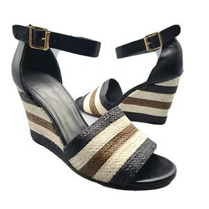 Stuart Weitzman women sandals wedge woven leather ankle strap shoes sz 10 - Picture 1 of 8