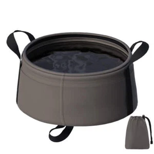 2 Pcs Dark Khaki Ultra-Lightweight Collapsible Travel Basin - Waterproof Folding - Picture 1 of 7