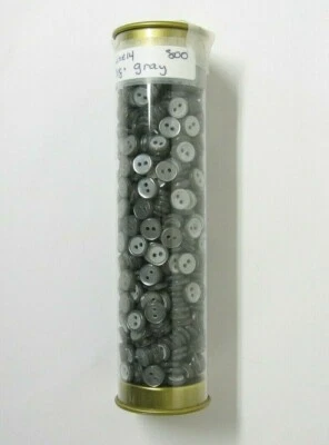 700+ Pieces Charcoal Gray/Silver 2 hole 3/8" Round Buttons 14 Line  - Image 1 of 2