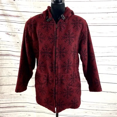 Chaqueta Woolrich De Colección Para Mujer Pequeña Roja Negra Lana Copo de Nieve Cremallera Completa Sudadera con Capucha Foto 1 de 4