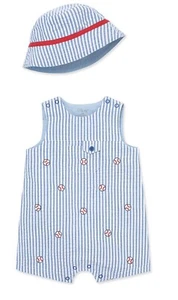 Little Me Baby Boys Baseball Sunsuit and Hat - Picture 1 of 4
