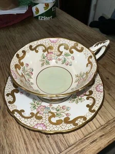 TAZA Y PLATILLO ROYAL STAFFORD INGLATERRA FLORAL ORO PESADO; TAZA DE TÉ VINTAGE - Imagen 1 de 8