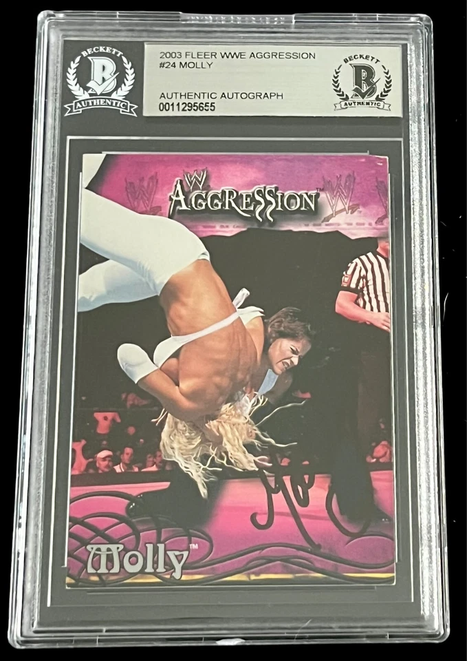 WWF MOLLY HOLLY HAND SIGNED AUTOGRAPH 2003 FLEER WWE AGGRESSION BECKETT SLABBED - Image 1 of 1