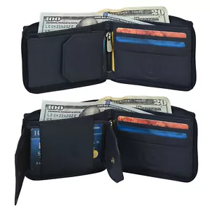 Leatherboss cuero genuino hombres doble cremallera segura multi tarjetas titular cartera - Imagen 1 de 26