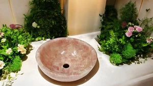 Encimera de cocina redonda de cuarzo rosa de 18" lavabo lavabo bar de lujo fregadero hogar - Imagen 1 de 6