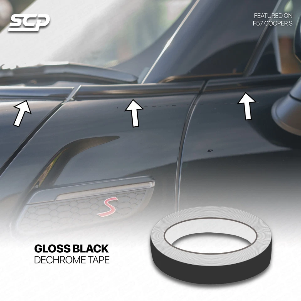 MINI F57 Cabriolet/Convertibile Cooper S JCW Nastro Cromato Elimina - Nero Lucido - Immagine 1 di 4