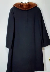 Vintage Union Made Damen Wolle Erbse Mantel Größe SM-MED ILGWU USA schwarz gefüttert Taschen - Bild 1 von 11