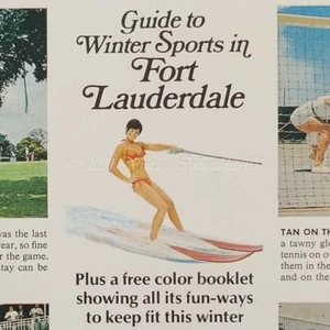 1970 Fort Lauderdale Florida Travel Guide Bikini Girl photo art decor print ad - Picture 1 of 12