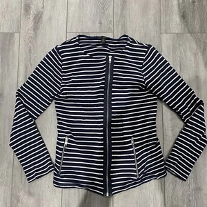 The White Company 100% Cotton Full Zip Up Knitted cardigan Size S Navy - Picture 1 of 9