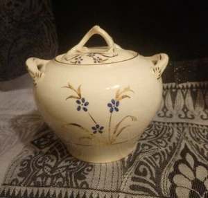 Precioso azucarero vintage azul y dorado 🌸 patrón/olla de conservación. 78d - Imagen 1 de 7