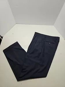 Ralph Lauren Pants Mens 34x32 Navy Blue Pleated Cuffed Dress - Picture 1 of 6