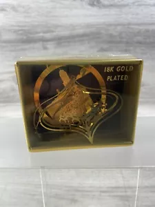 18K Gold Plated Brass Christmas Ornaments Santa On Sleigh And Faneuil Boston - Picture 1 of 6