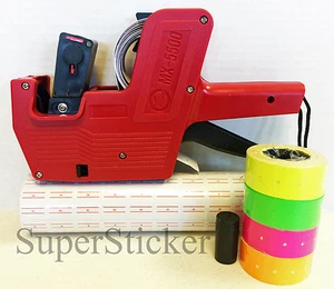 MX-5500 8-stellige Preisschildpistole + 5000 weiß mit roten Linien Etiketten + kostenloses Geschenk - Bild 1 von 3
