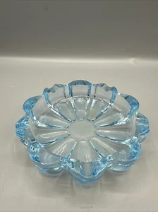 Vintage Fostoria Ice Blue Glass Ashtray Clear Blossom Scalloped 5 Slot 5.25" - Picture 1 of 6