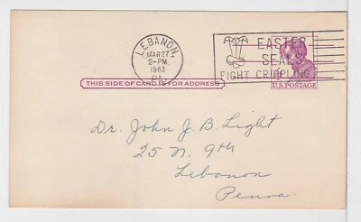 TurtlesTradingPost-  Lebanon, PA 1963- Easter Seals Fight Crippling Slogan  - Image 1 of 2