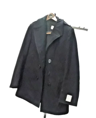 Винтажный США темно-синий женщин бушлат шерсти толщиной тяжелый размер 18 короткие - Изображение 1 из 4