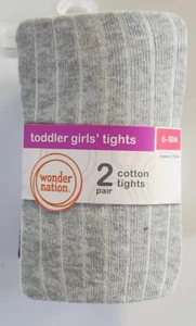 Wonder Nation 2 Pair Toddler Infant Girls Sz 6-18 Months Cotton Tights - Picture 1 of 3