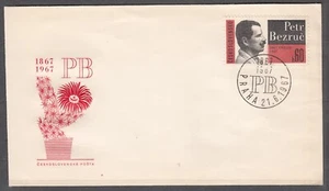 CZECHOSLOVAKIA 1967 FDC SC#SC#1483, Peter Bezruc, poet & writer, birth cent. - Bild 1 von 1