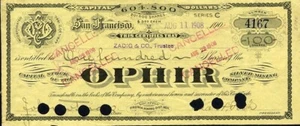 1908 Ophir Silver Mining Stock Certificate - Picture 1 of 1
