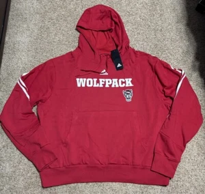NEW NC State Wolfpack Adidas Red Pullover Hoodie Hooded Sweatshirt Men's XL - Picture 1 of 6