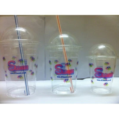 HTSWEETS 10OZ Printed PET Slush cups x 1000 (295ml) +1000 spoon straws