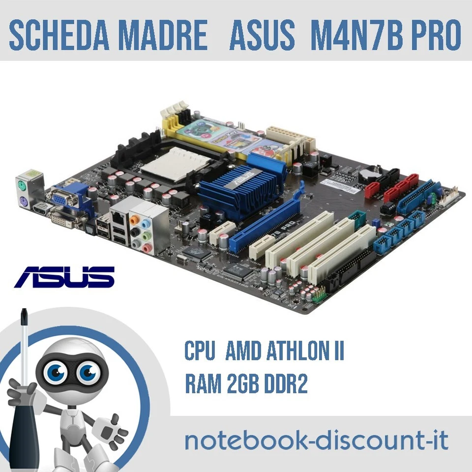 SCHEDA MADRE  ASUS M4N7B PRO   Con CPU AMD ATHLON II  + 2gb RAM DDR2  Socket AM2 - Immagine 1 di 1
