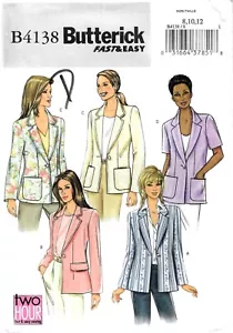 Butterick B4138 Unlined Jacket Sewing Pattern Size 8-10-12 Uncut - Bild 1 von 2