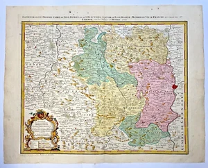 BEAUJOLAIS FRANCE LYON ROANNE 1762 HOMANN HRS LARGE ANTIQUE MAP 18TH CENTURY - Picture 1 of 11