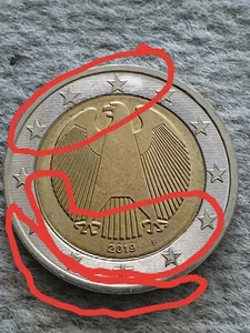✅ 2 Euro Fehlprägung Deutschland Rand Pille Fail Münzen Geld 2019 Germany Adler - Bild 1 von 4