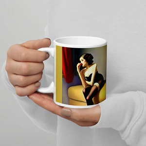 Bettie Page as if painted by Edward Hopper Faux Mug - Picture 1 of 2