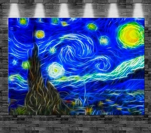 XXL van Gogh Sternennacht auf Leinwand 150x100cm Loft Design Maler Gemälde Künst - Bild 1 von 1
