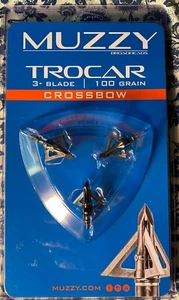 Muzzy Trocar Archery Crossbow 100 Grain Broadhead 3-Blade Hunting Tip 3 Pieces - Picture 1 of 3