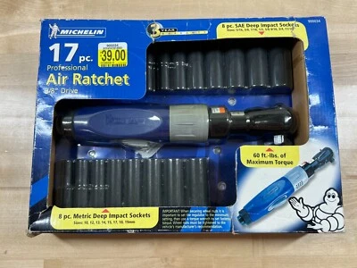 MICHELIN 17 PC PROFESSIONAL AIR RATCHET 3/8" DRIVE METRIC SAE DEEP SOCKET 900034 - Image 1 of 4