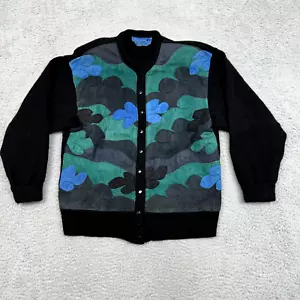 Vtg S Wear NZ Original Coat Jacket Women M Black Green Wool Leather Patchwork - Picture 1 of 19