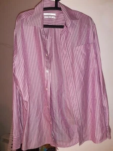 Next mens pale red blue striped shirt. 16 & half collar. It's a medium/large - Picture 1 of 3