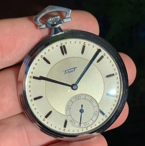 1930 Tissot Art Deco 15 Jewels Adjusted Pocket Watch - Exceptional Dial - Picture 1 of 11