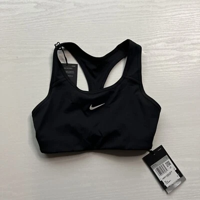 Nike Dri Fit Swoosh спортивный бюстгальтер женщин XSmall черный средний поддержки новый - Изображение 1 из 4