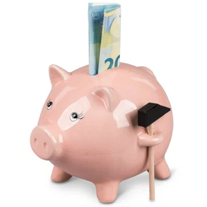 Sparschwein + Hammer 16 cm rosa handbemalt mit Schloss formano 709813 Spardose - Bild 1 von 2