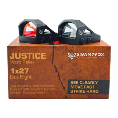 Swampfox Micro Reflex Justice 1x27mm RMR Pistol Cut 3 MOA Red/Green Dot Sight