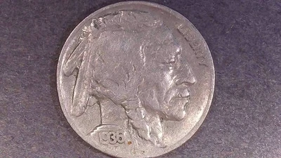 Buffalo Nickel 1936, sin marca de ceca, prueba de satén Foto 1 de 4