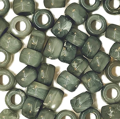 9x6mm Patterned Smoky Black Acrylic Pony Beads for DIY Craft,  Jewellery Making - Image 1 of 4