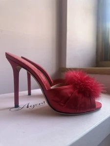 Mulas Marabú Agent Provocateur Charlotte Olympia 'Elice' Seda Satén Talla 37 Rojo - Imagen 1 de 23