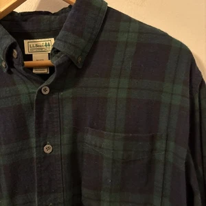 Camisa a Cuadros Vintage LL Bean Franela Abotonada Negra Reloj Tartán Talla L Bolsillo - Imagen 1 de 9